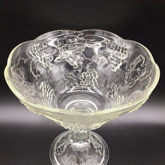 Colony Harvest Clear Pressed Glass Round Compote Dish Pedestal Bowl - Picture 6 of 16